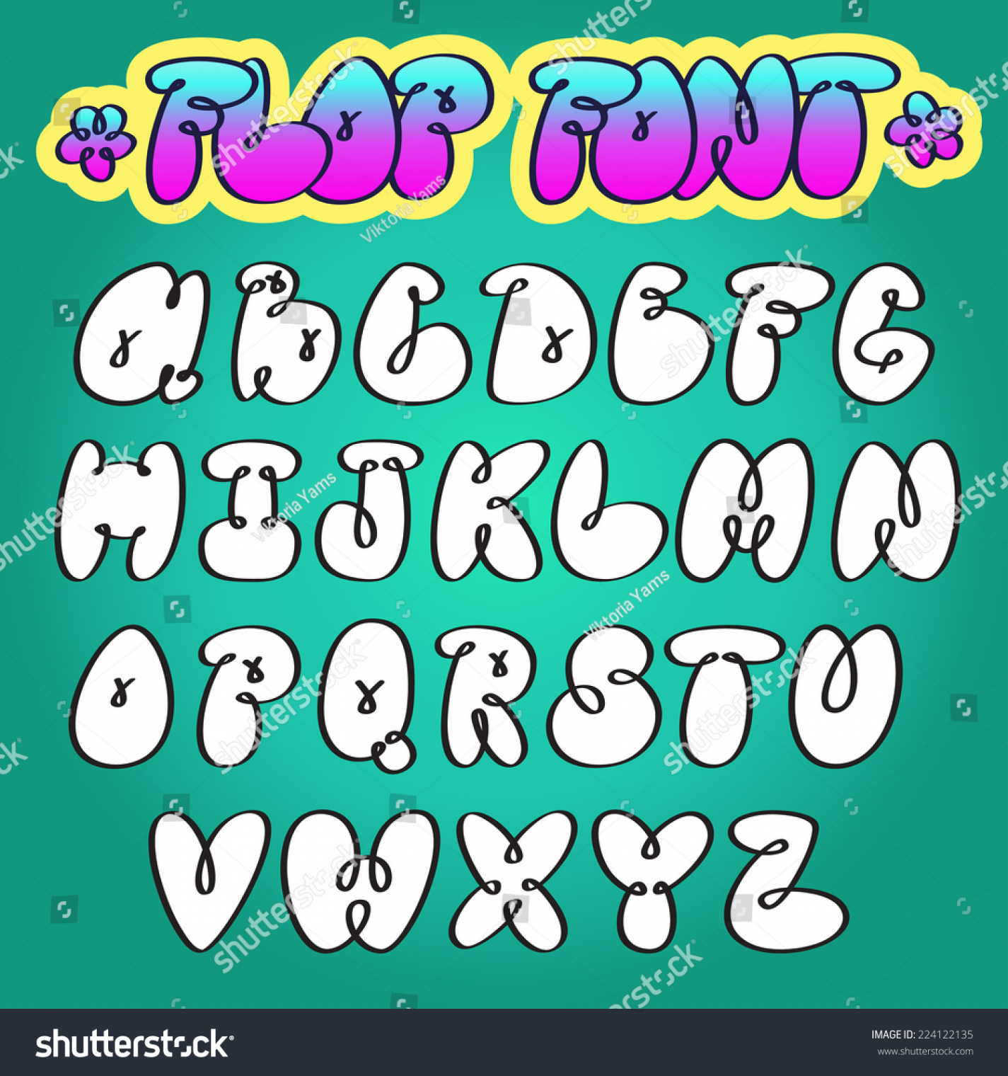 Graffiti Bubble Flop Vector Alphabet: Stock-Vektorgrafik