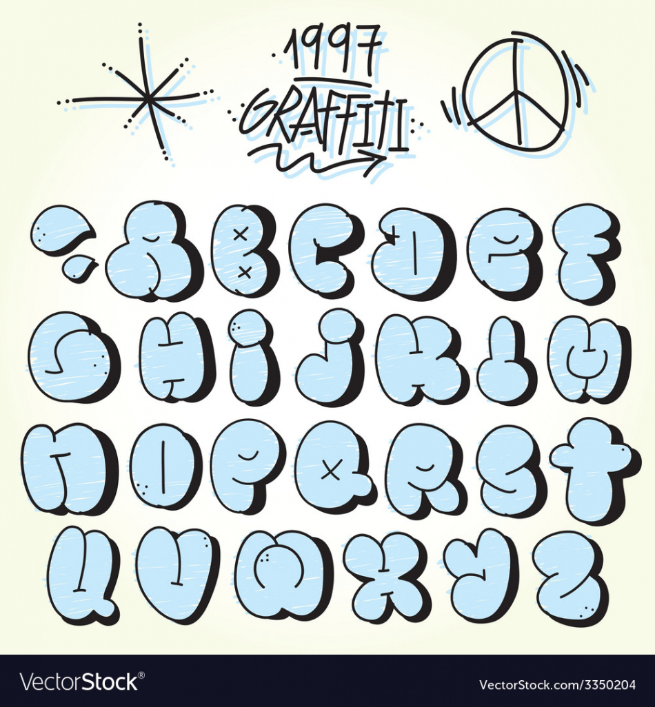 Graffiti bubble font Royalty Free Vector Image