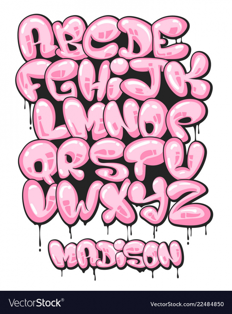 Graffiti bubble shaped alphabet set Royalty Free Vector