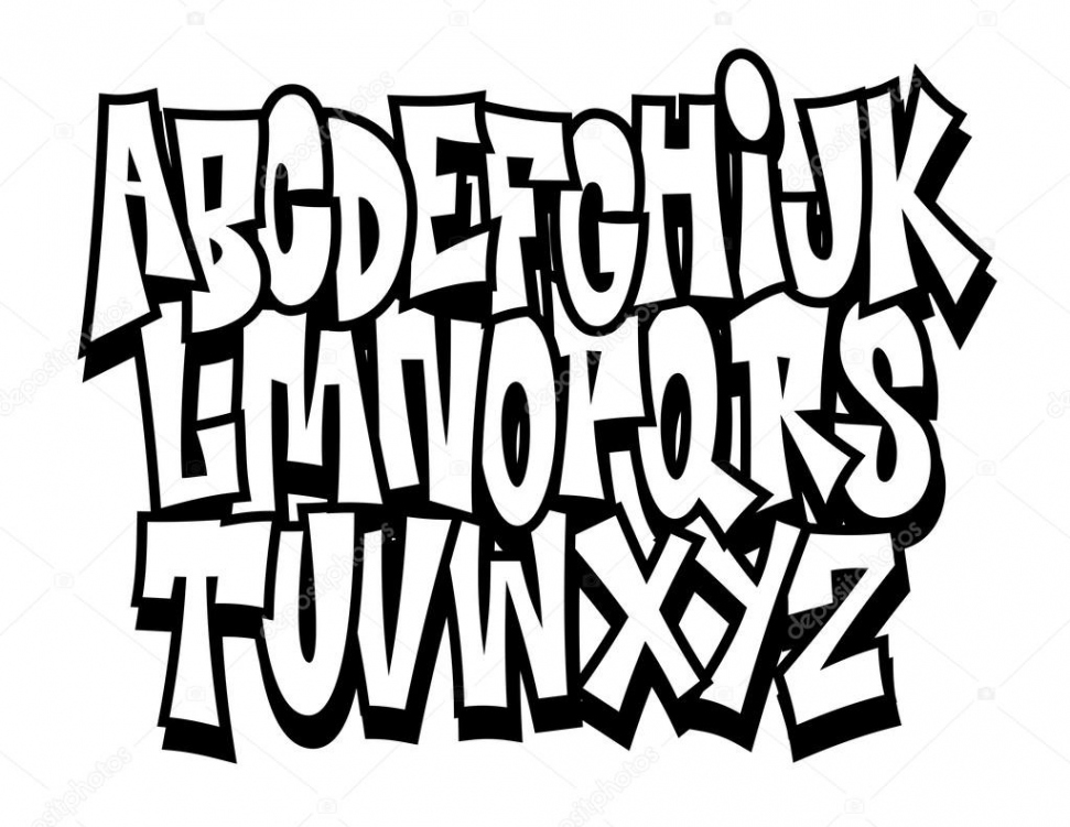 Graffiti cartoon comic doodle font alphabet