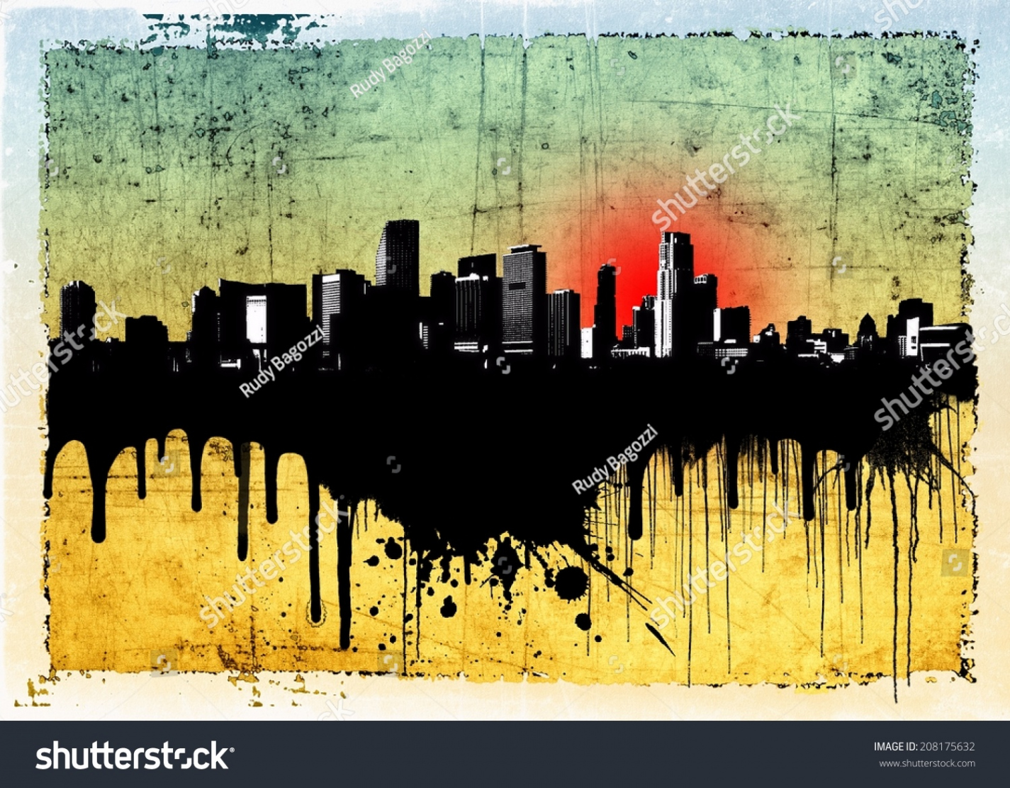 , Graffiti City Skyline Images, Stock Photos, D objects