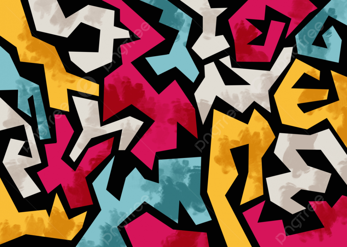 Graffiti Color Block Abstract Background, Doodle, Color Block