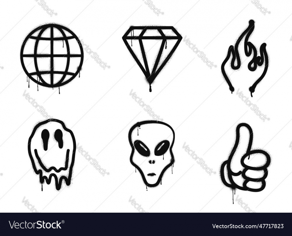 Graffiti drawing symbols set Royalty Free Vector Image