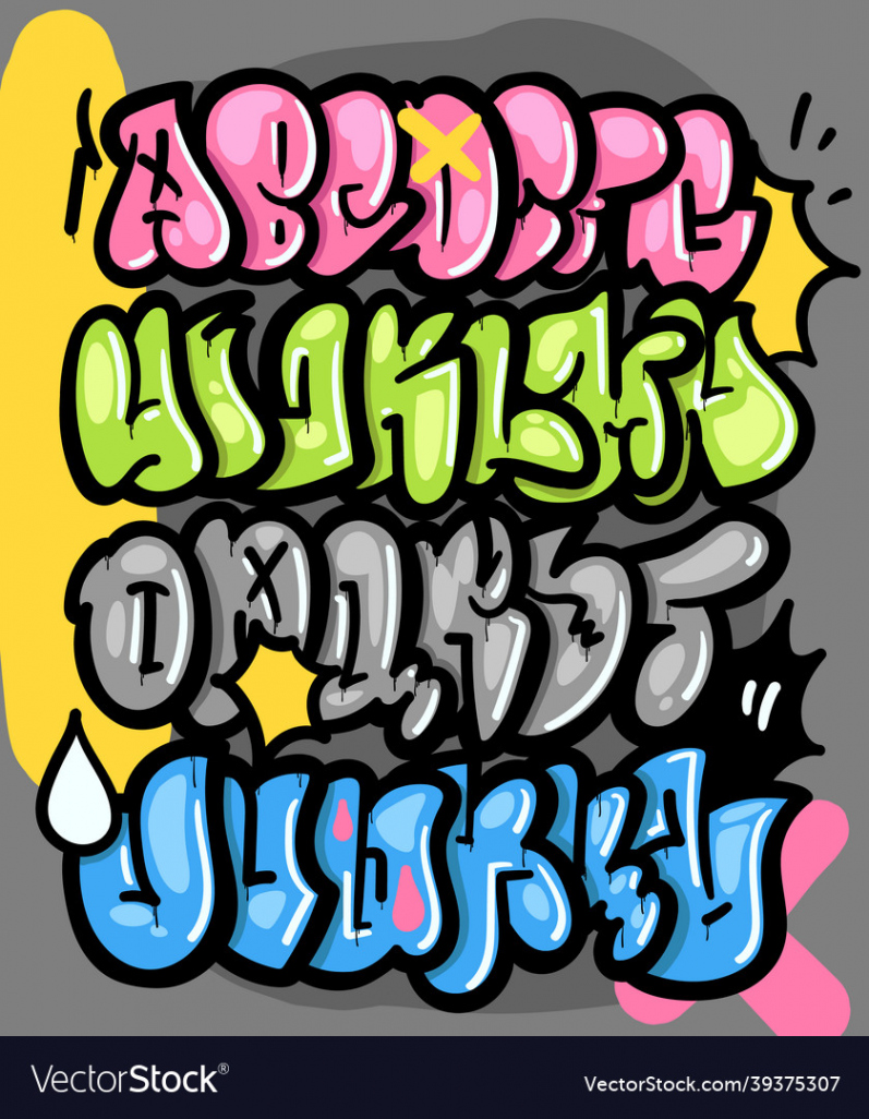 Graffiti flops alphabet Royalty Free Vector Image