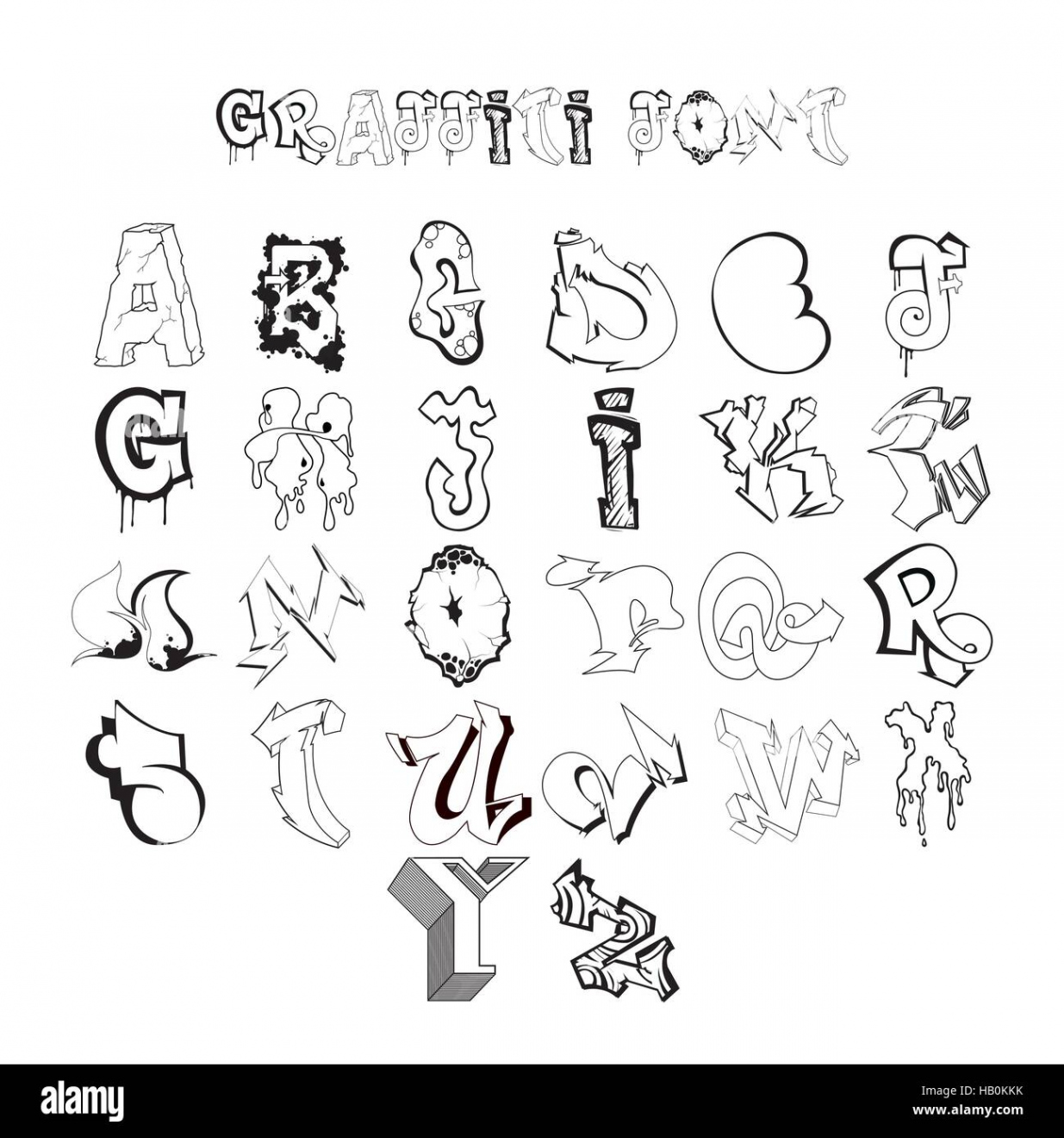 Graffiti font alphabet hi-res stock photography and images - Alamy