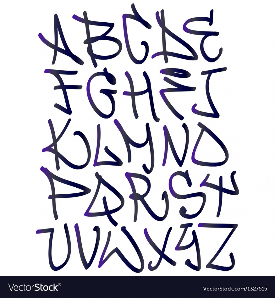 Graffiti font alphabet letters hip hop type Vector Image