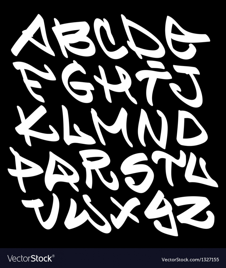 Graffiti font alphabet letters hip hop type Vector Image