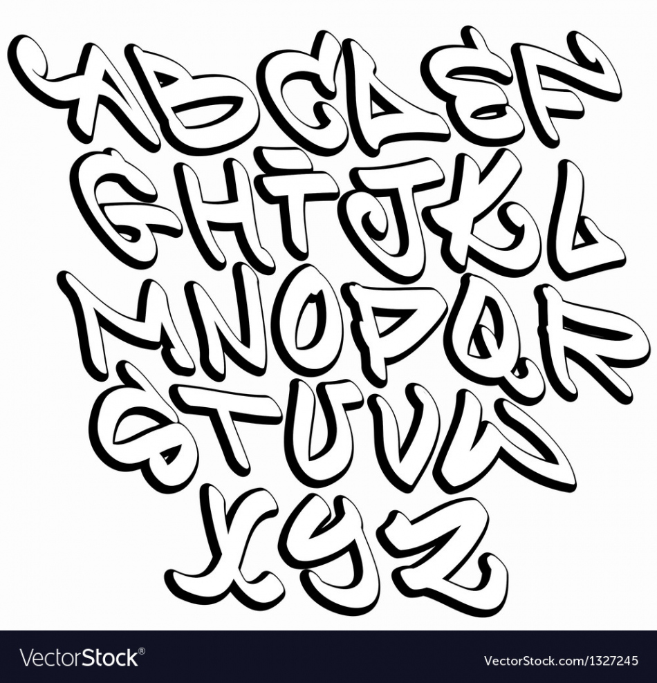 Graffiti font alphabet letters Royalty Free Vector Image