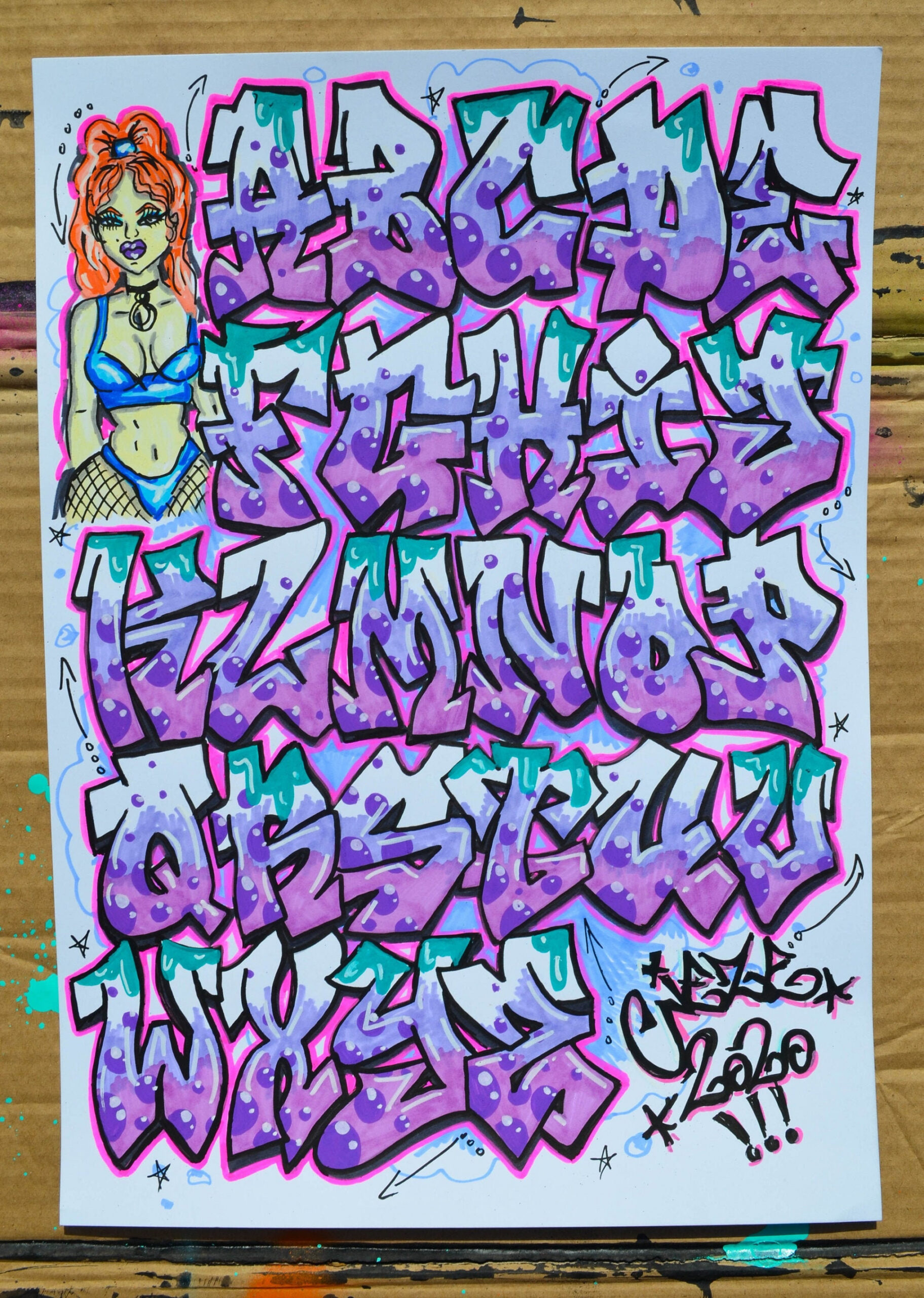 Graffiti Font Alphabet Pink and Purple Urban Funky Text - Etsy