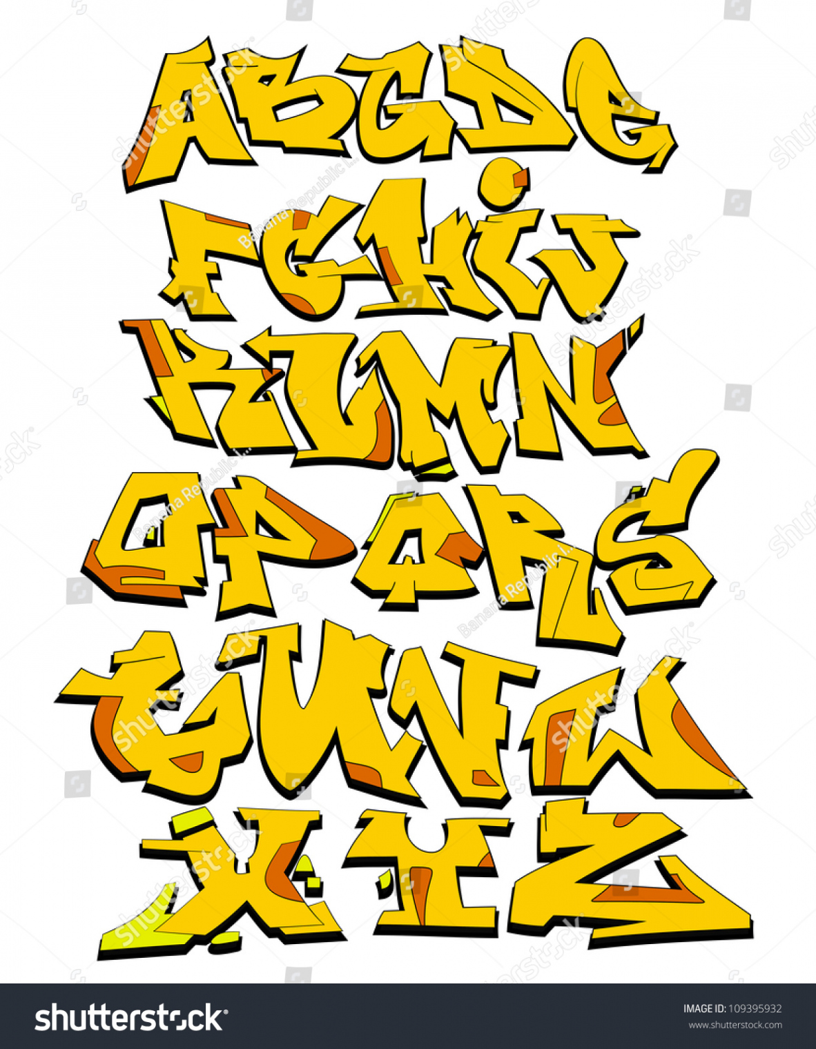 Graffiti Font Alphabet Urban Art Design: Stock-Vektorgrafik