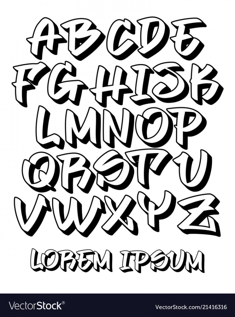 Graffiti font d - hand written - alphabet Vector Image  Tipos de