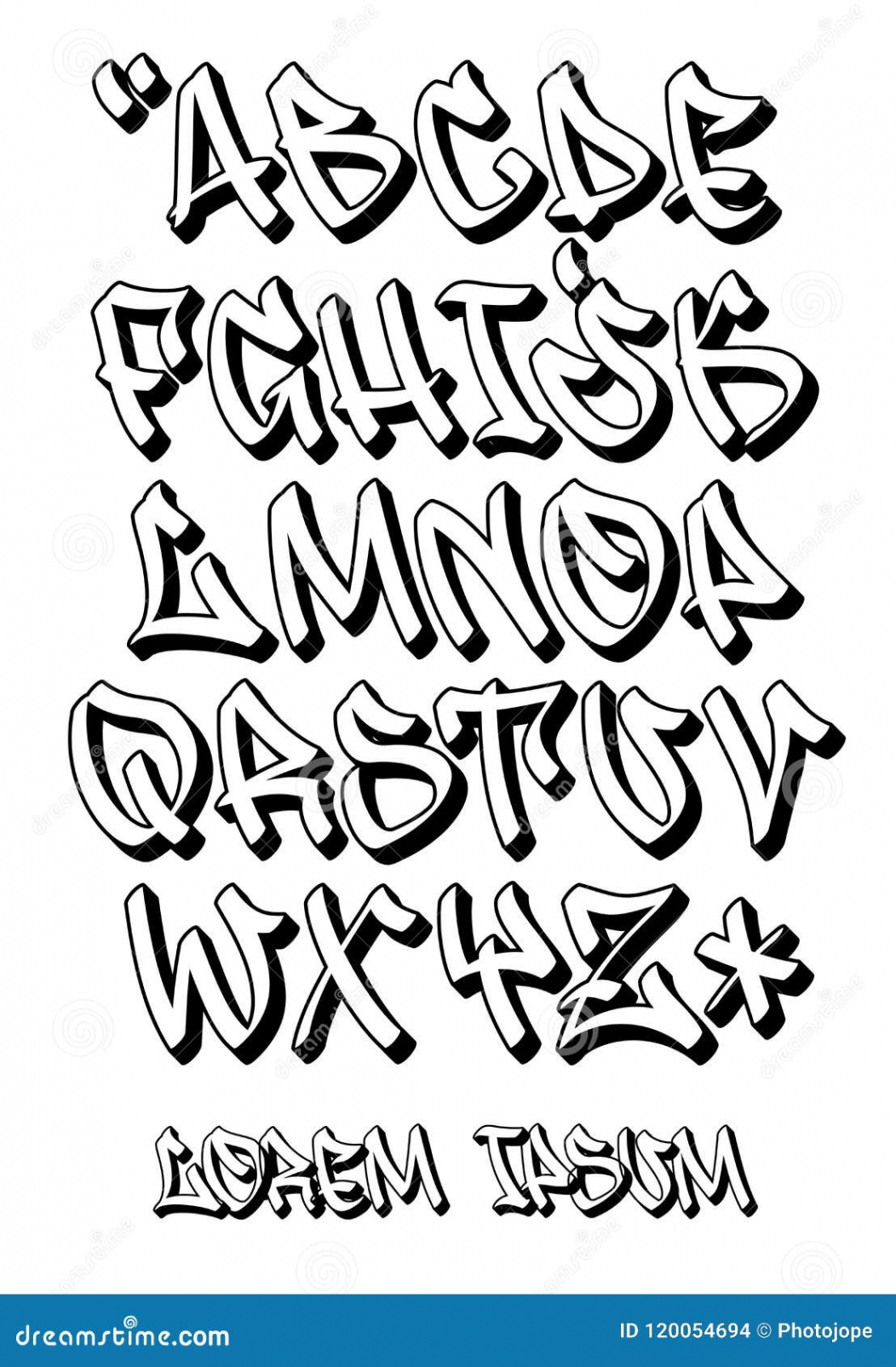 Graffiti Font D- Hand Written - Vector Alphabet Stock Vector