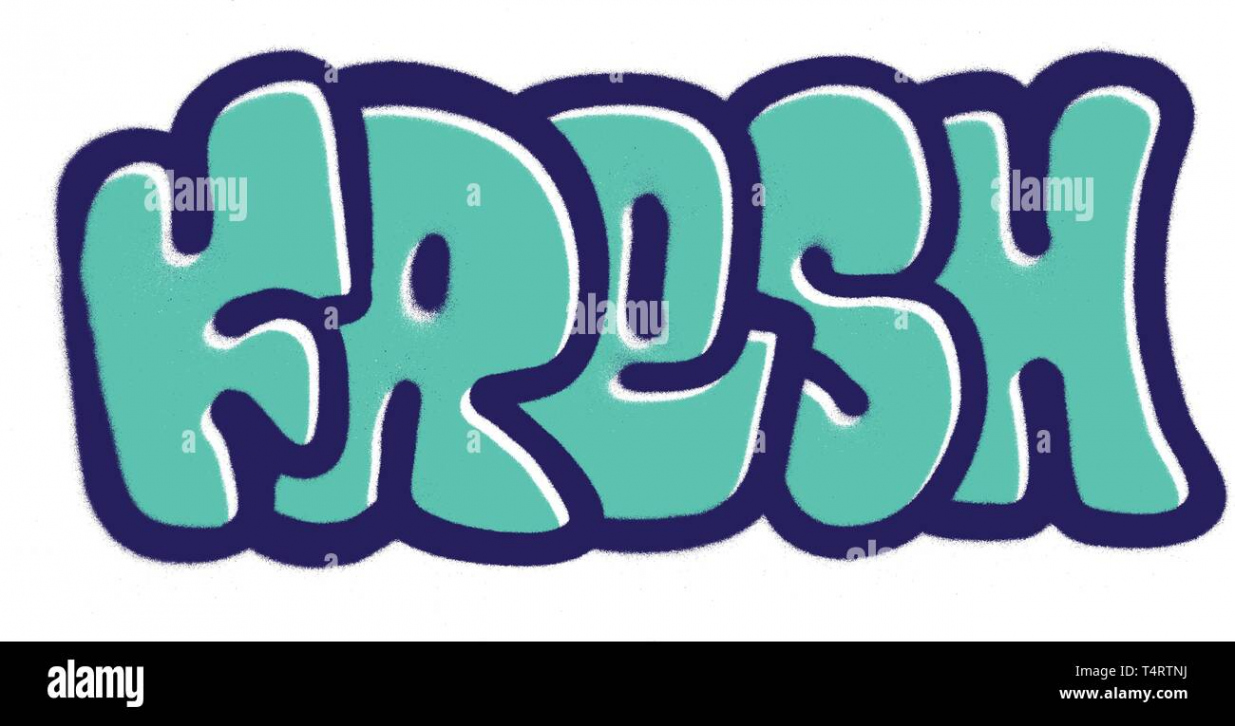 graffiti fresh bubble fonts sprayed in purple blue Stock Vector