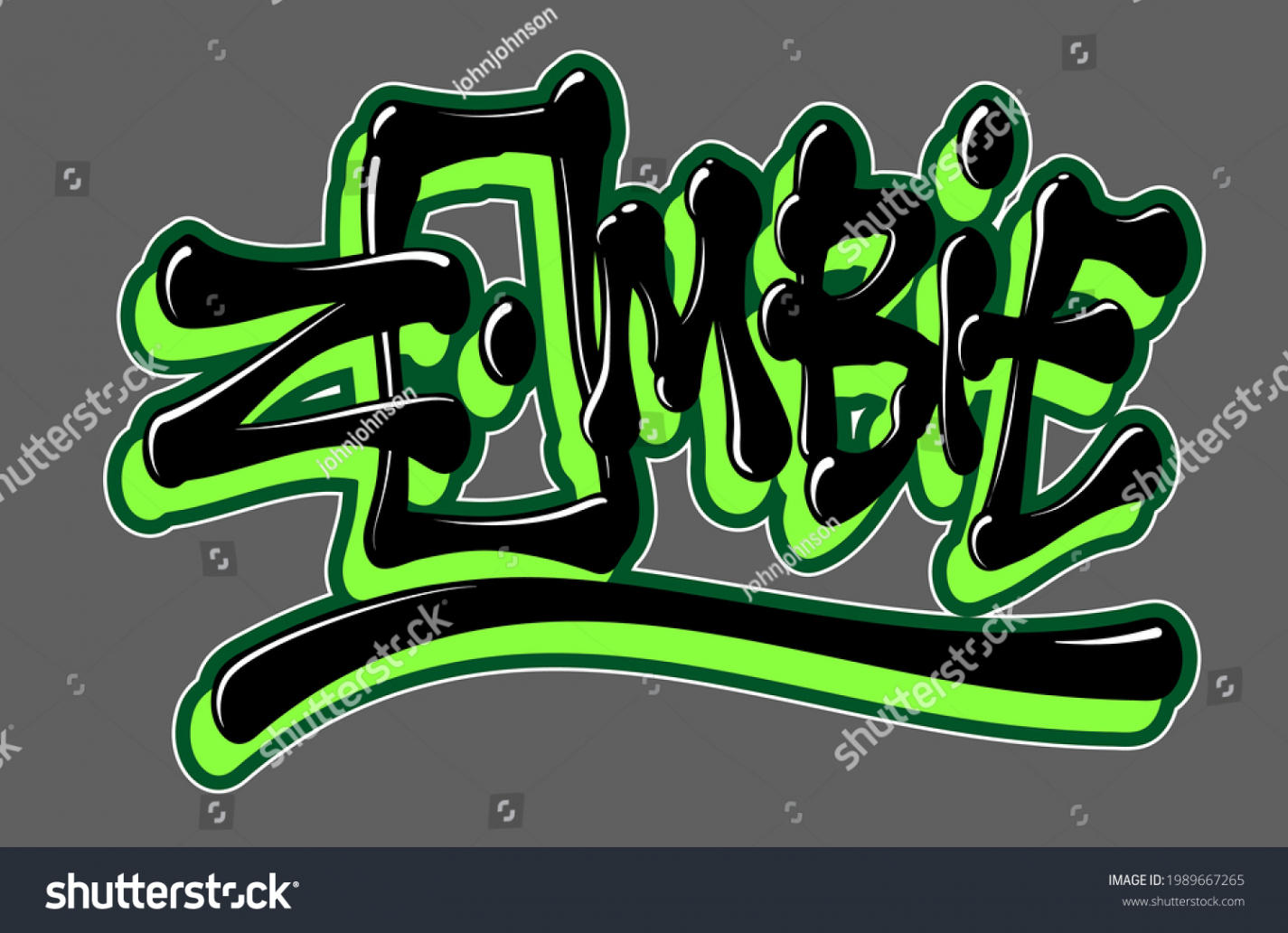 Graffiti-glänzendes Zombie-Wort im Graffiti-Stil auf Grau: Stock