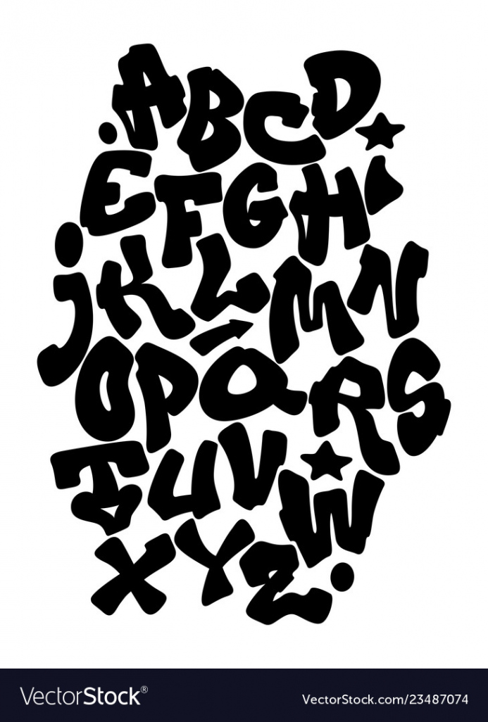 Graffiti hand lettering alphabet font Royalty Free Vector