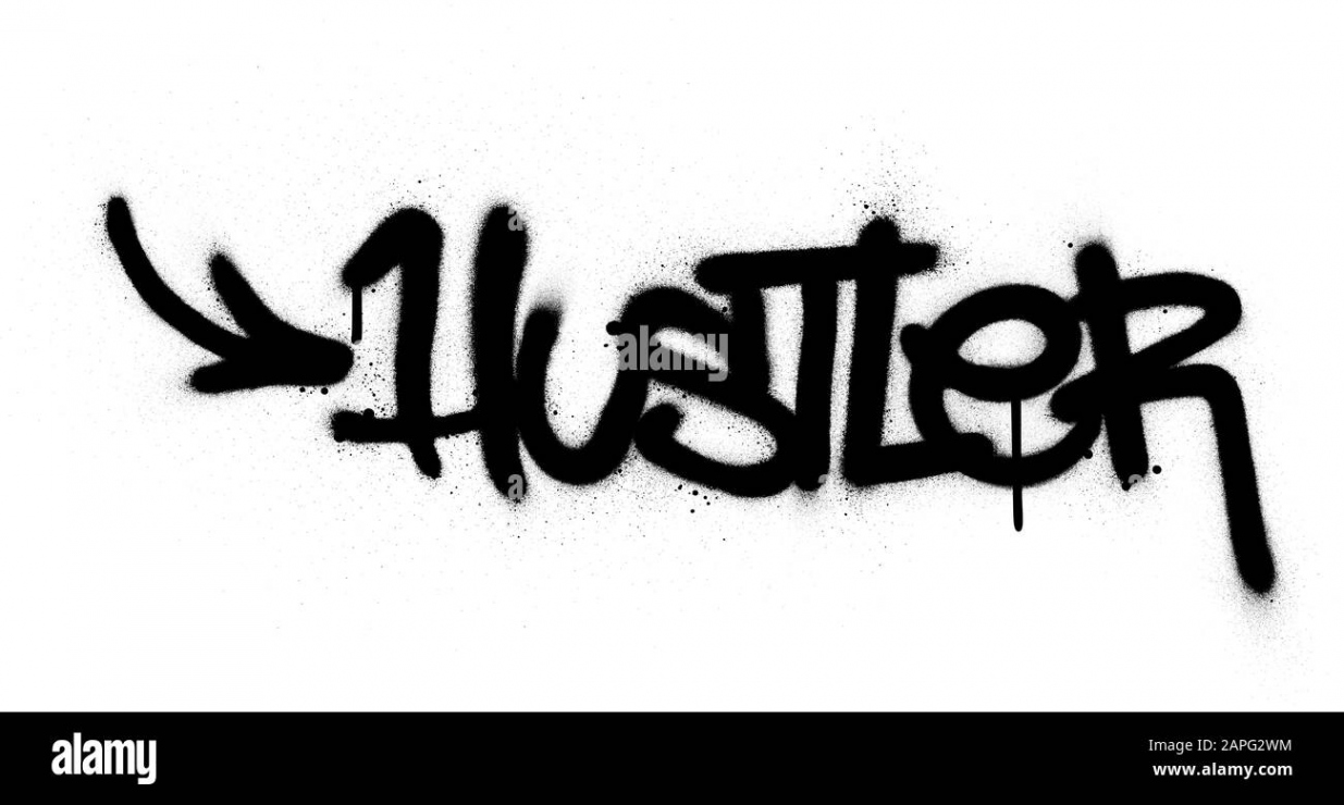 graffiti hustler word sprayed in black over white Stock Vector