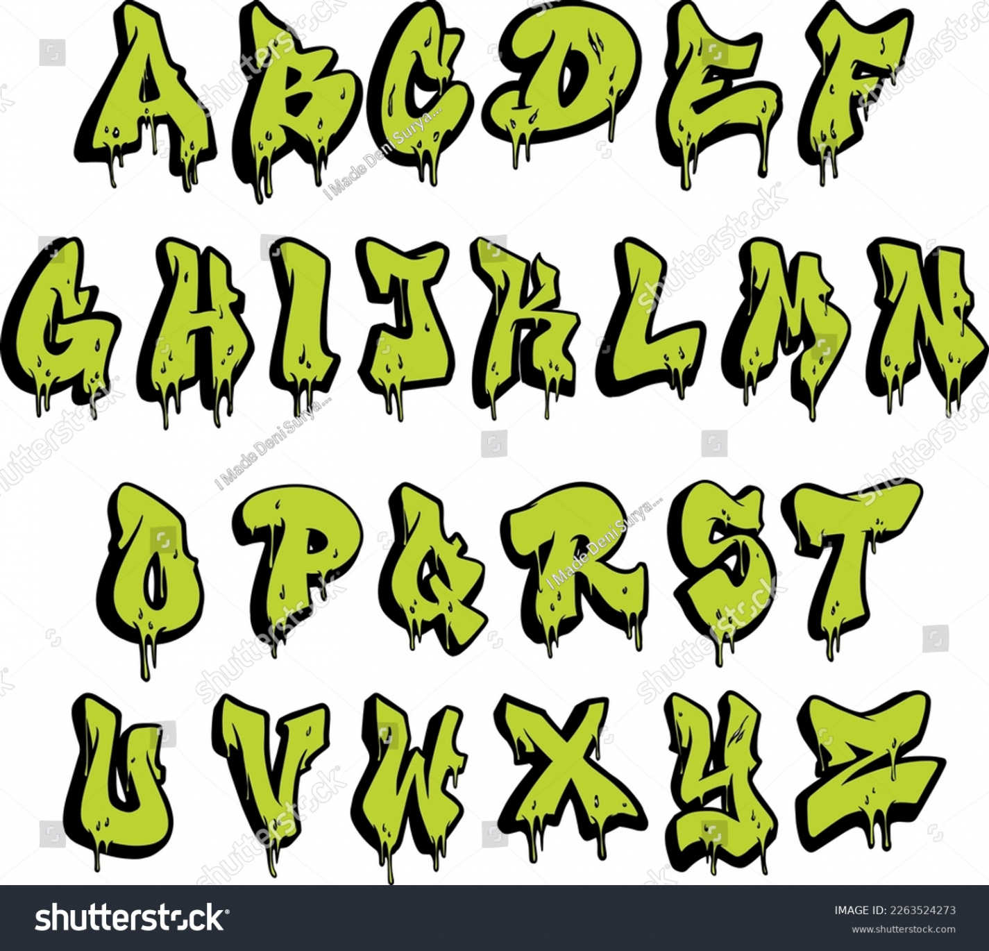 Graffiti Letters Alphabets Z Zombie Style Stock Vector (Royalty