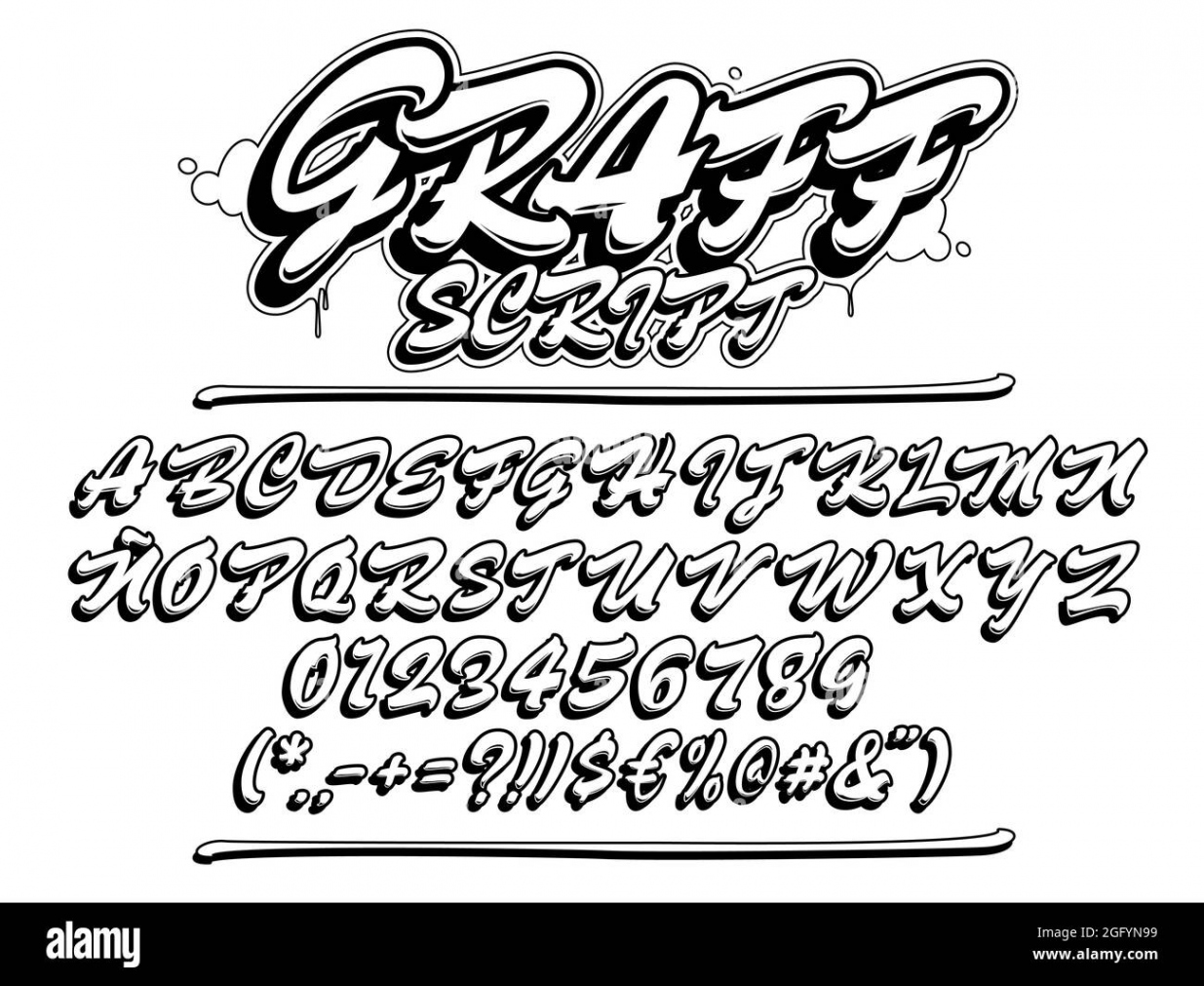 Graffiti letters Black and White Stock Photos & Images - Alamy