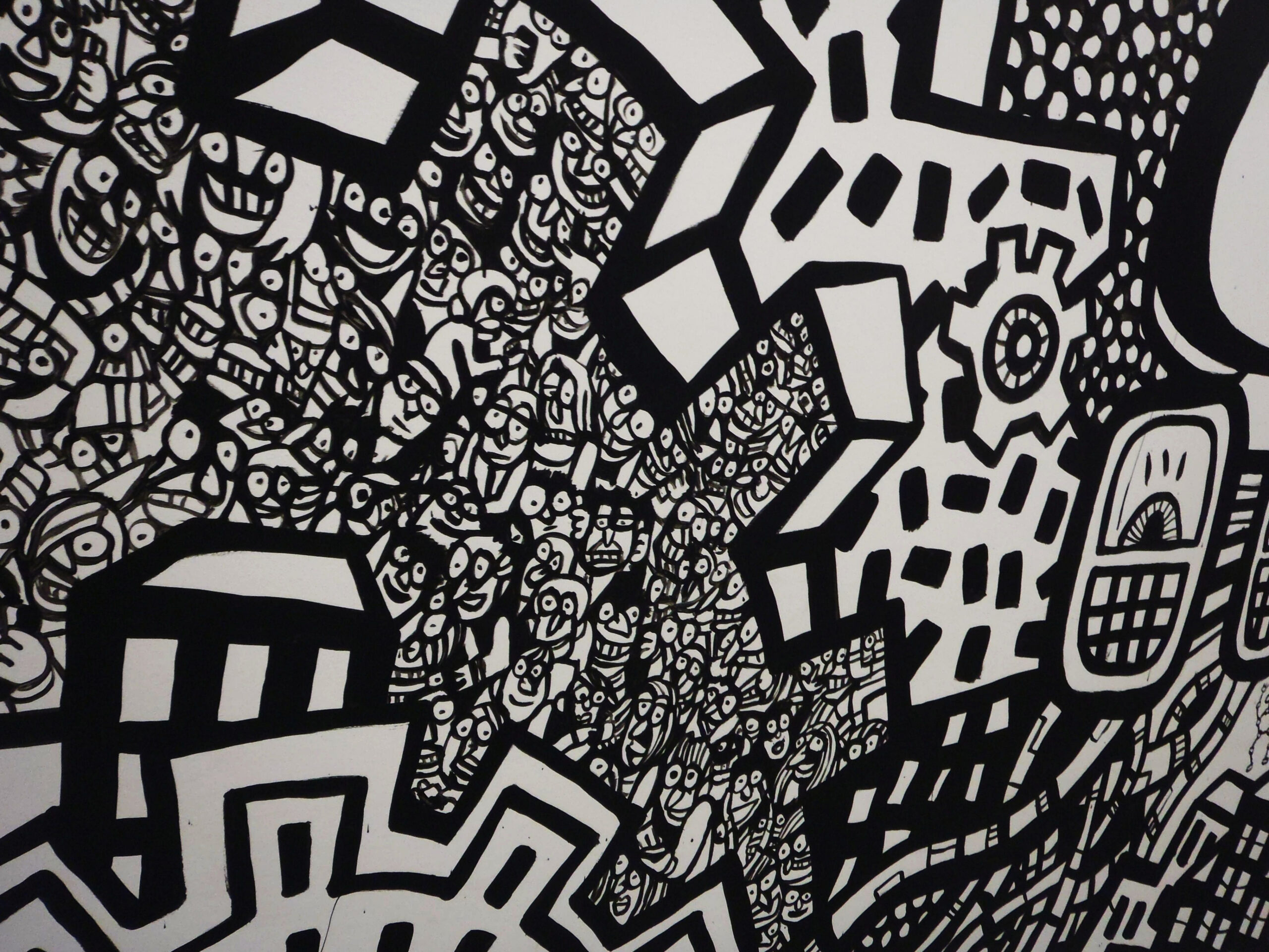 Graffiti murals, Black and white wallpaper, White art