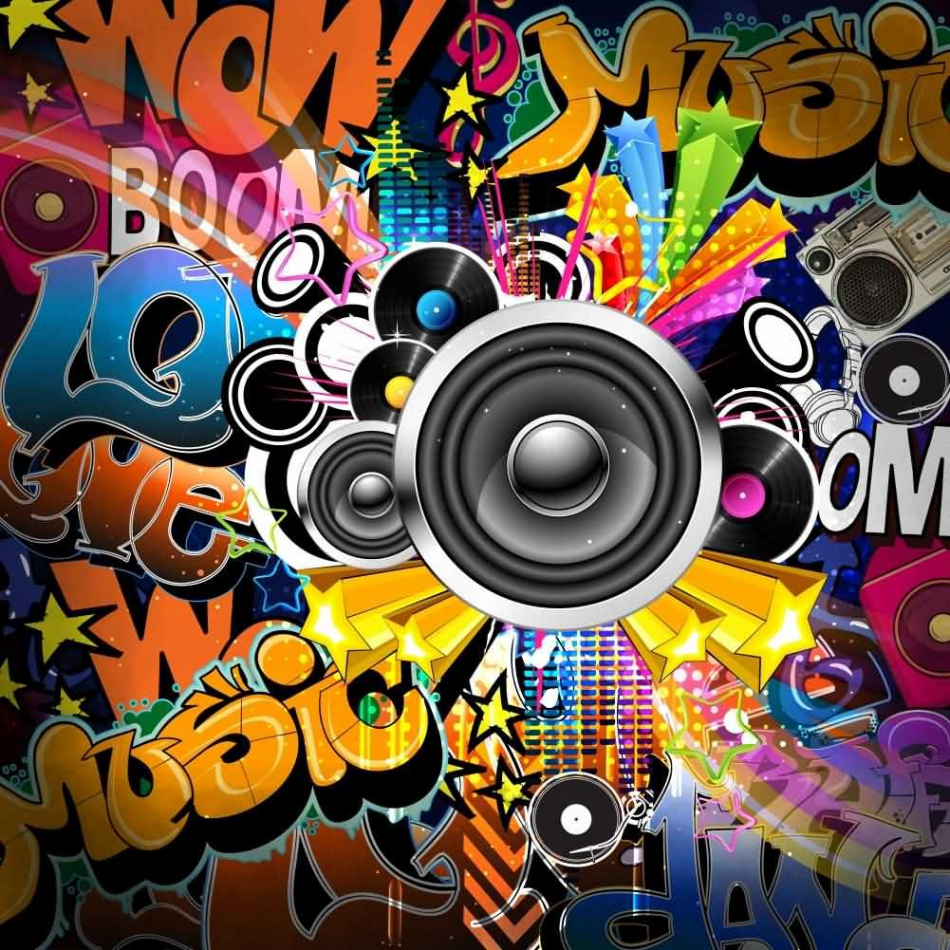 Graffiti Music Boom Microphone Computer Printed Photography