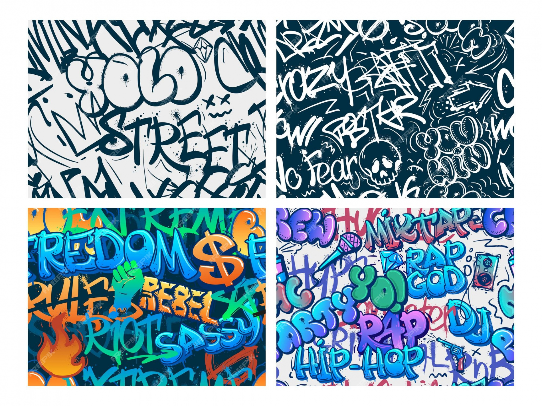 Graffiti-muster abstrakte riot-street-art-urbane yolo-tags und