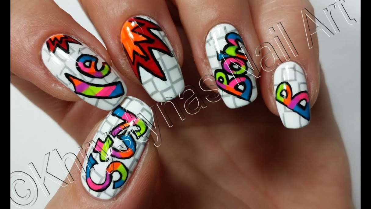 Graffiti Nail Art  Nail Art Tutorial # Freehand