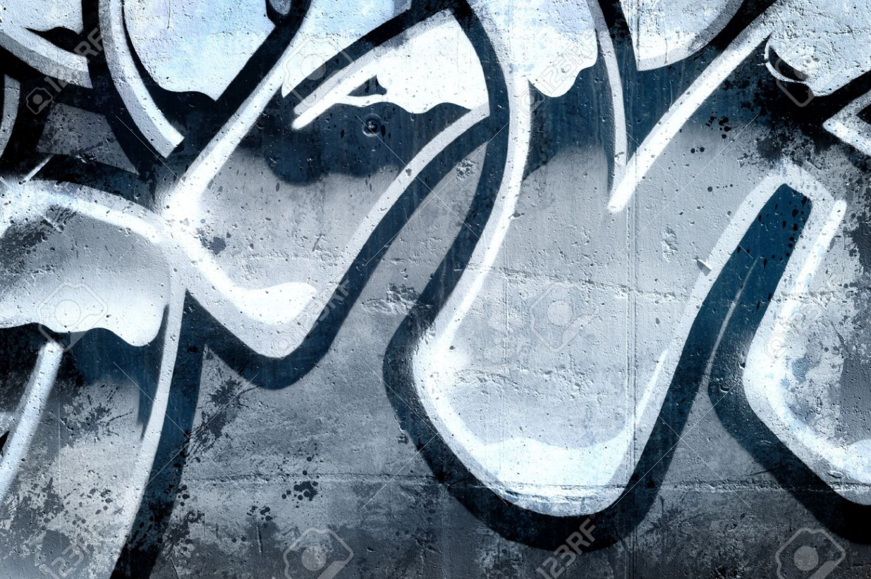 Graffiti Over Old Dirty Wall, Urban Hip Hop Background Gray