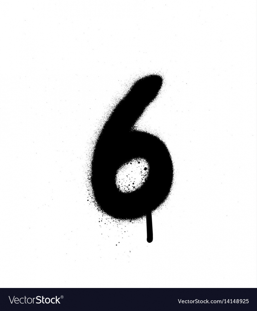 Graffiti sprayed number  six in black on white Vector Image