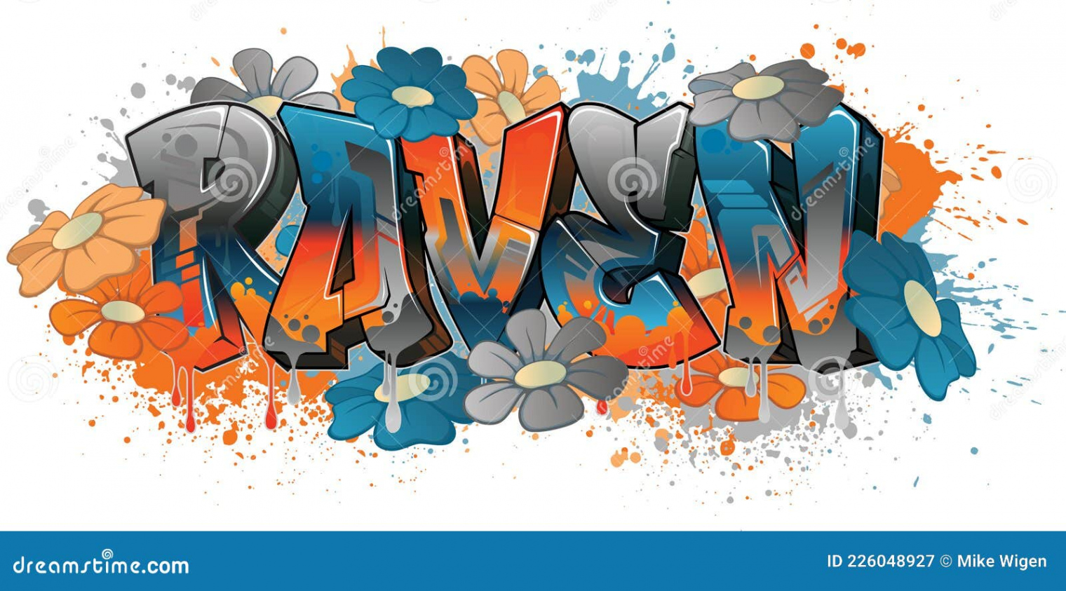 Graffiti Stilisierte Name Design Raven Vektor Abbildung