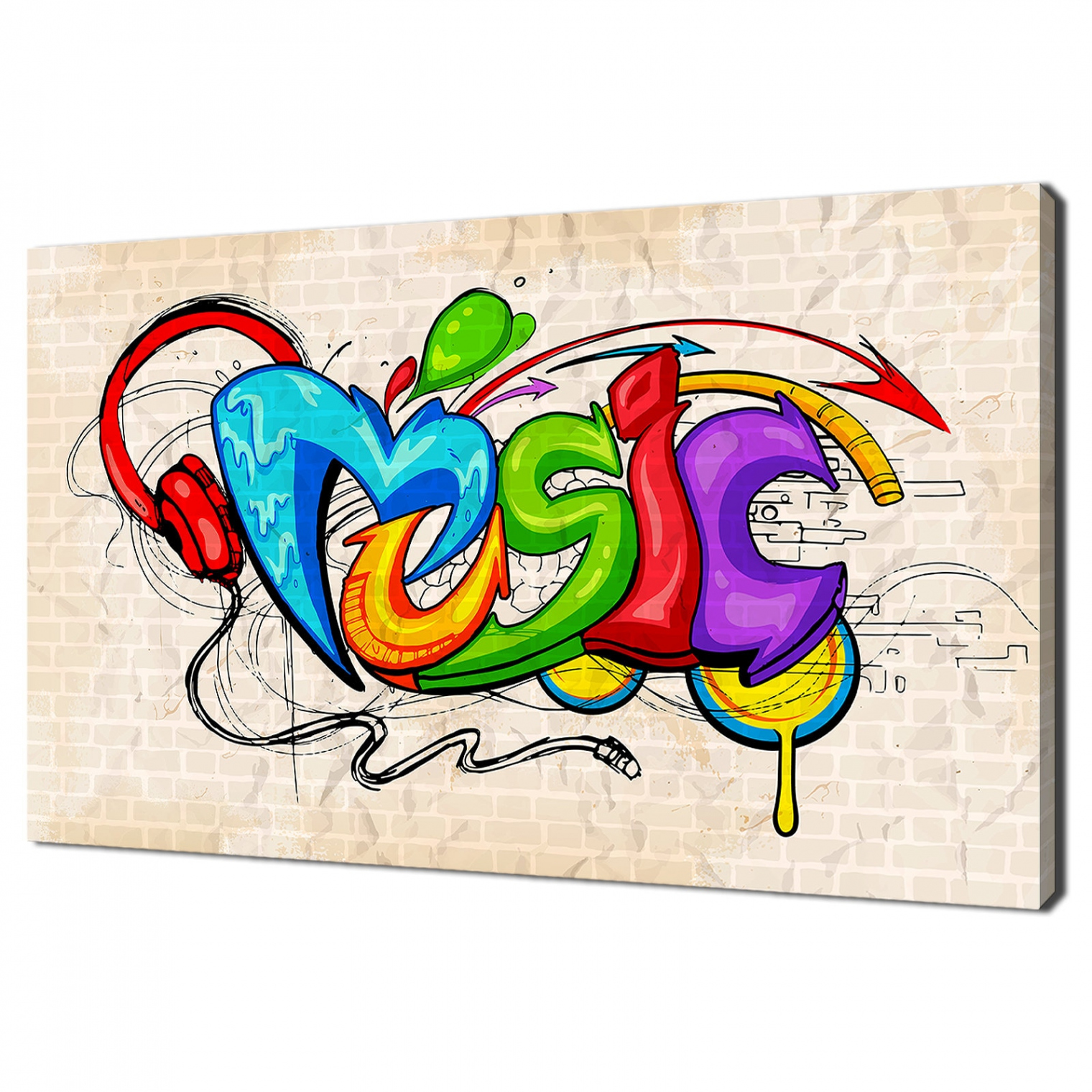 Graffiti Style Colourful Music Sign Modern Design Home Decor