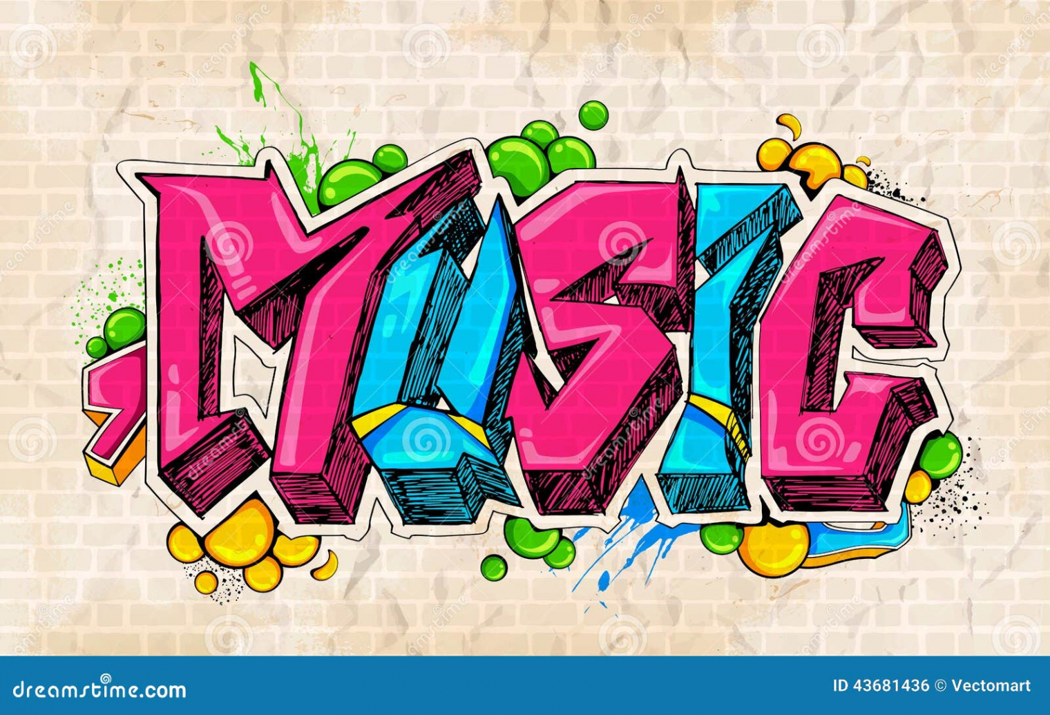 Graffiti Style Music Background Stock Vector - Illustration of