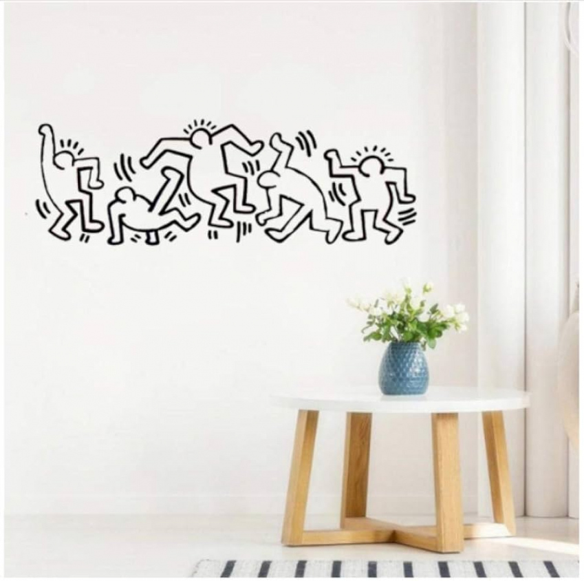 Graffiti Style Vinyl Wall Sticker Keith Haring Style Wall Pictures Artist  Design Wall Art Sticker Home Living Room Decor  x  cm