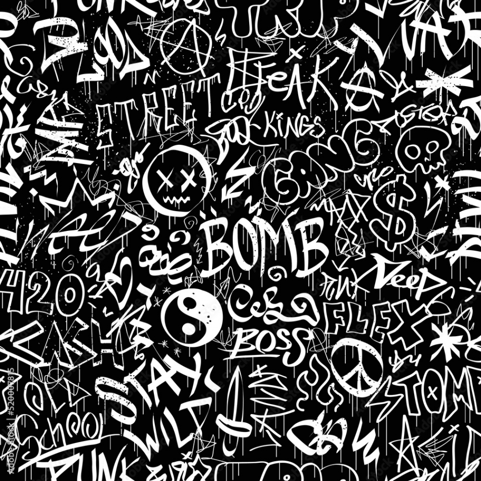 Graffiti tags seamless pattern wallpaper