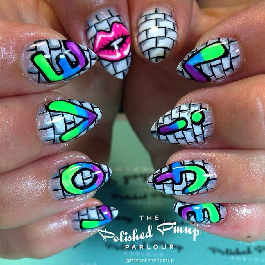 Graffiti wall nails, with a pop art feel!  Graffiti nails, Pop