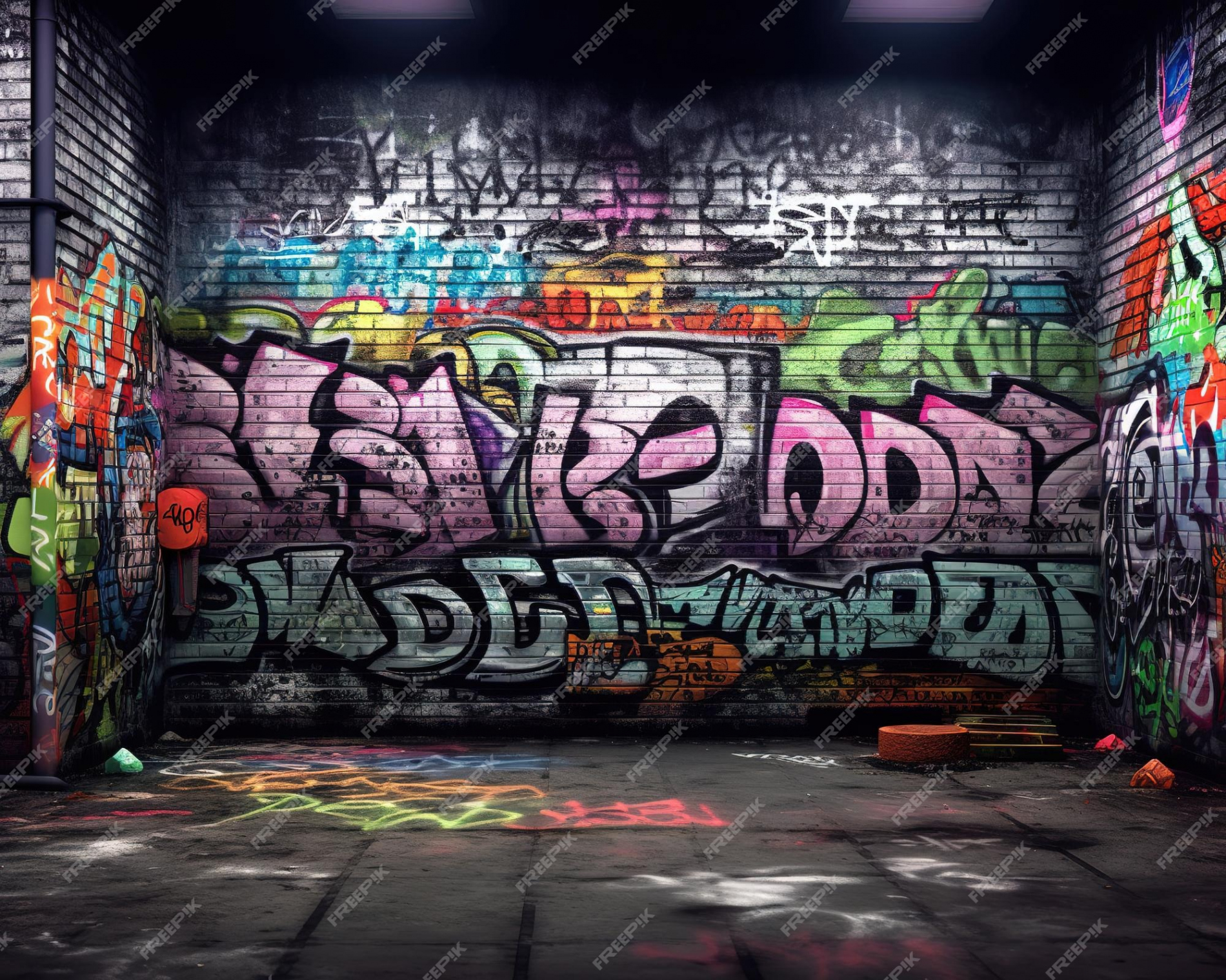 Graffiti-wall-street-art  Premium-Foto