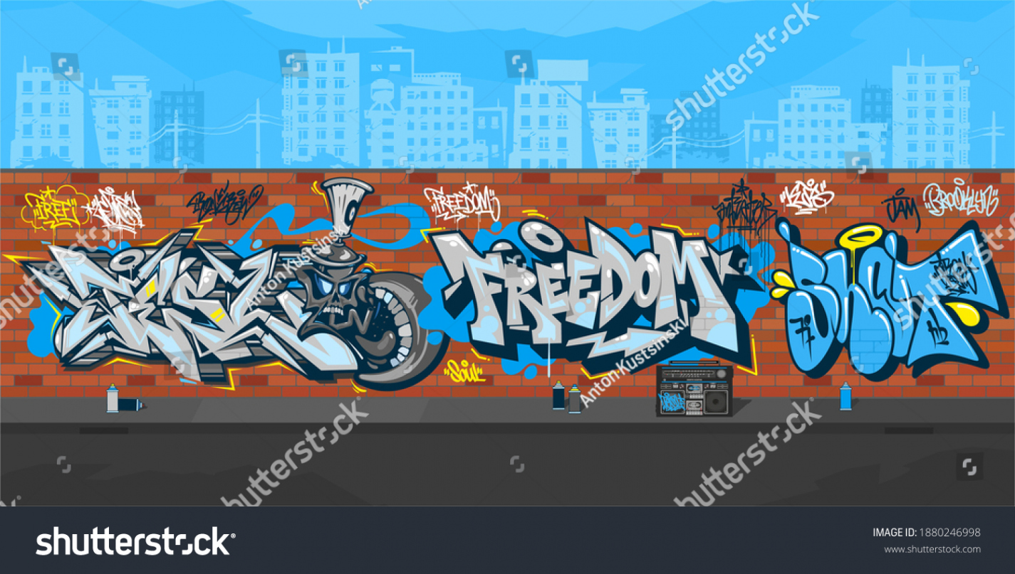 , Graffiti Words On Brick Wall Images, Stock Photos, D