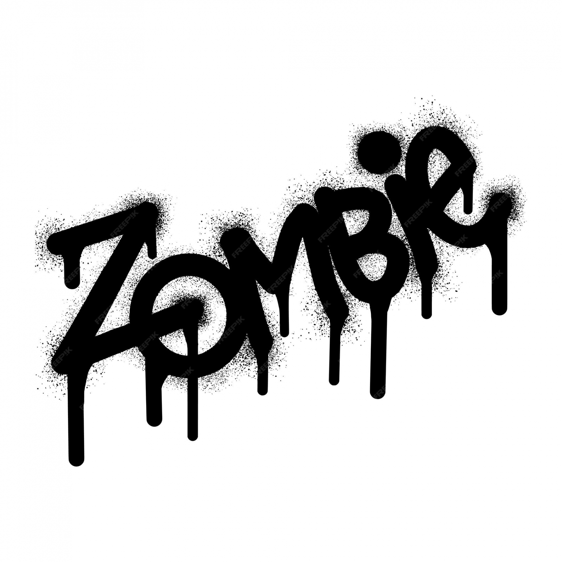 Graffiti-zombie-text mit schwarzer sprühfarbe  Premium-Vektor