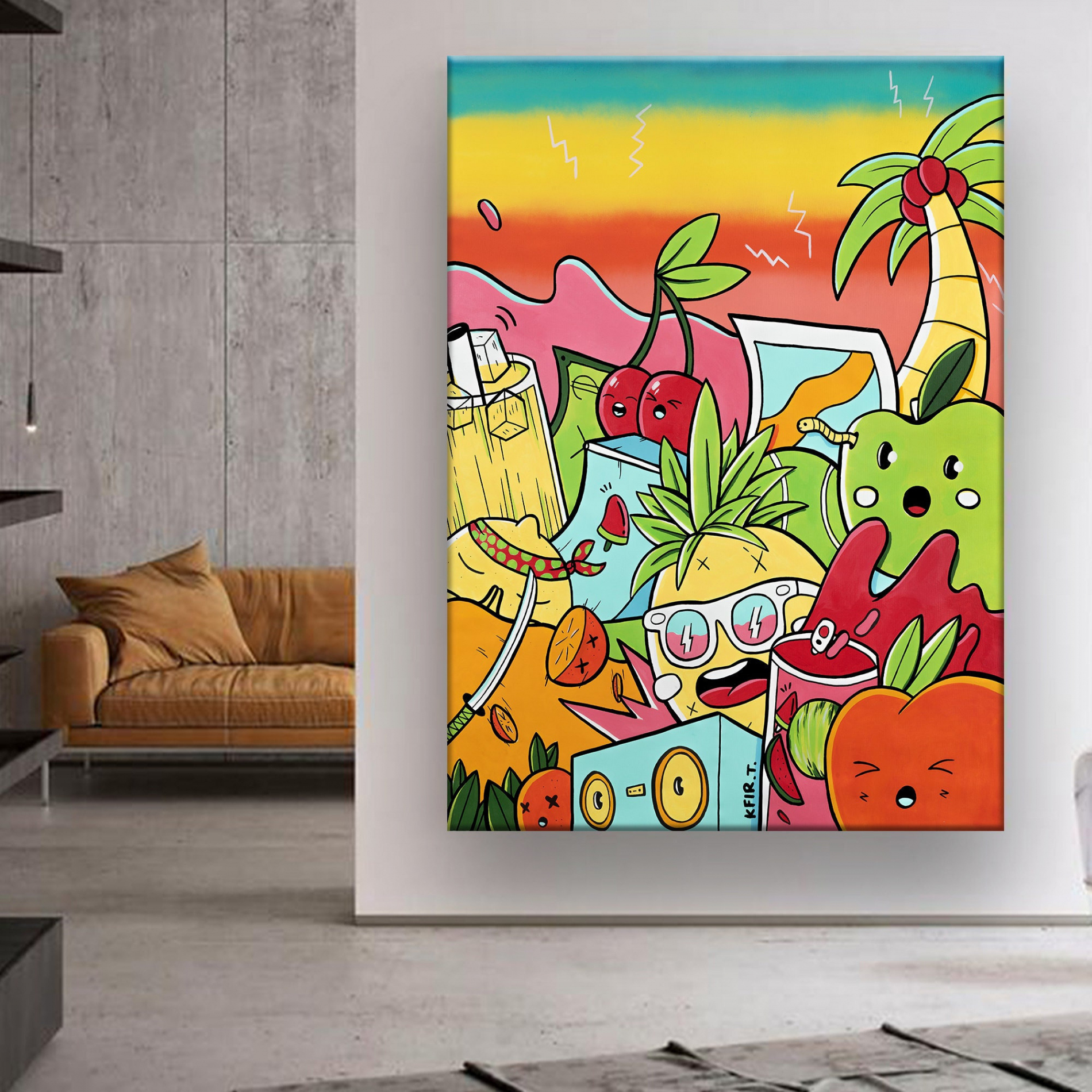 Große Graffiti Stil Wand Kunst Vertikale Bunte Straßen Kunst - Etsy