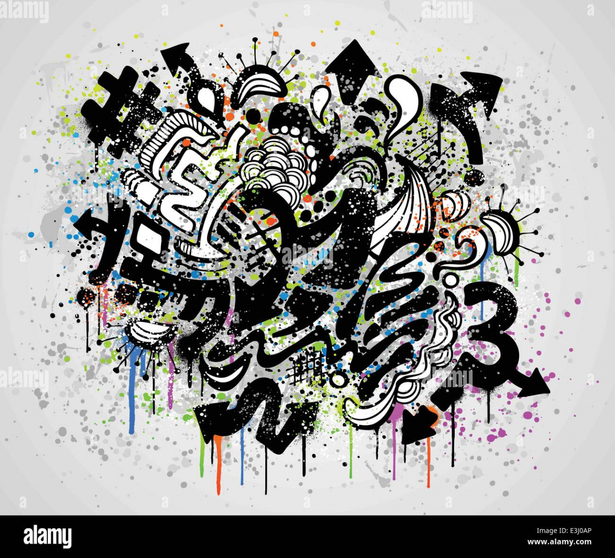 Grunge background design with graffiti and paint elements Stock