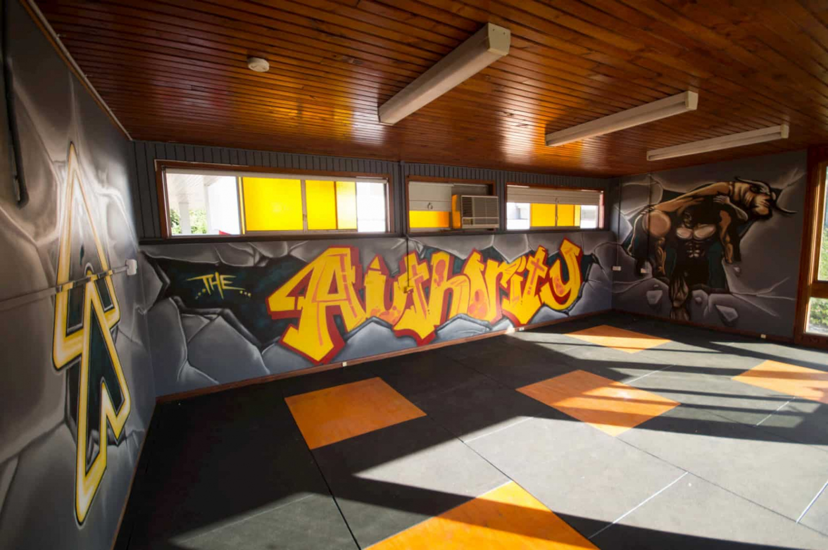 Gym graffiti art painted at Atheletes Authority in Pymble NSW