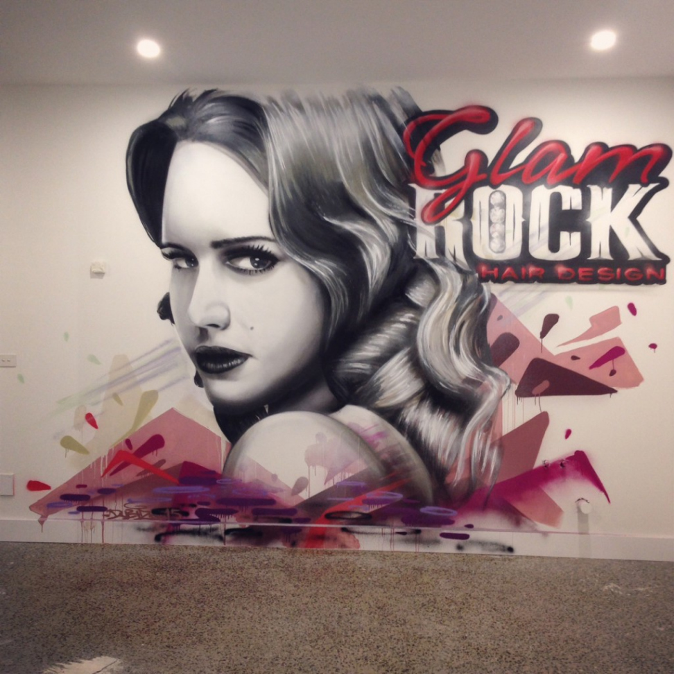 Hair Salon Interior Feature Wall - Graffiti Artist Melbourne