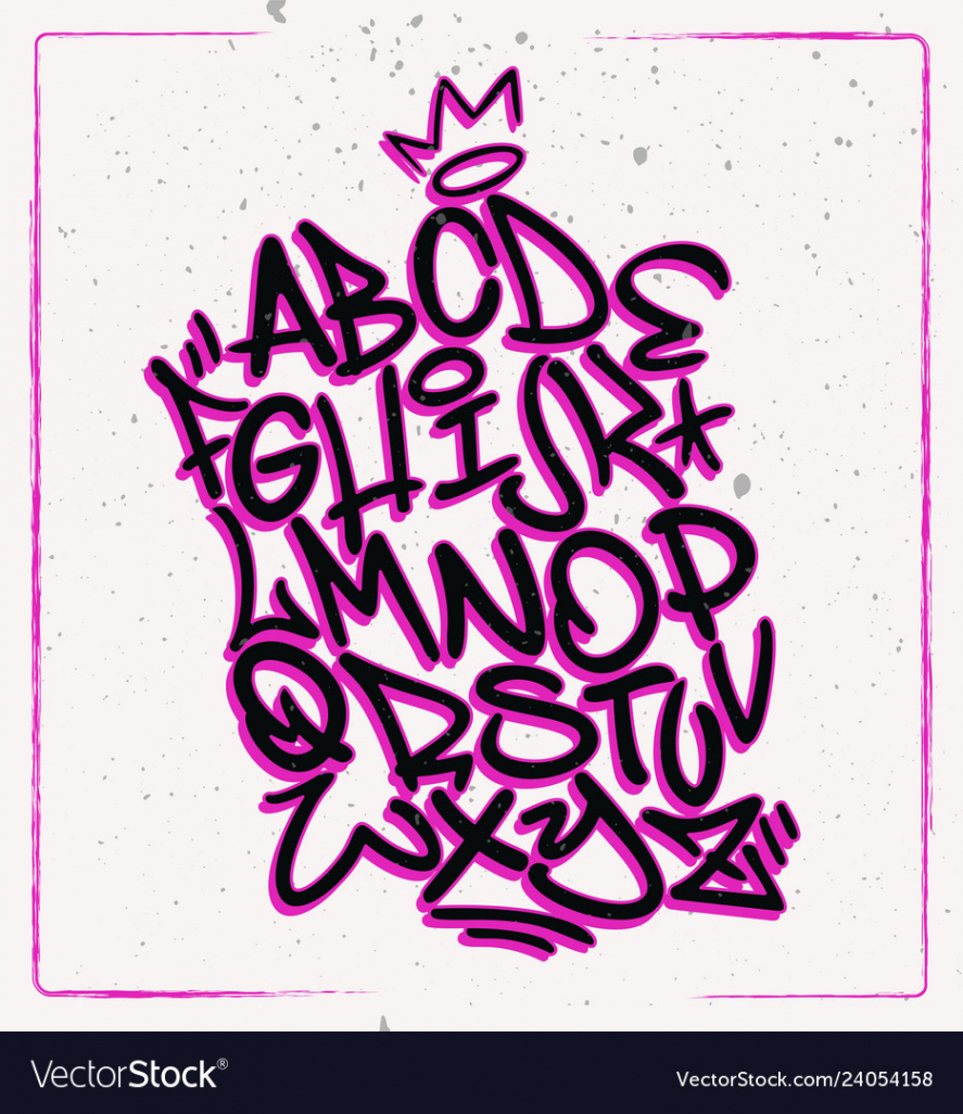 Handwritten graffiti font alphabet artistic hip Vector Image