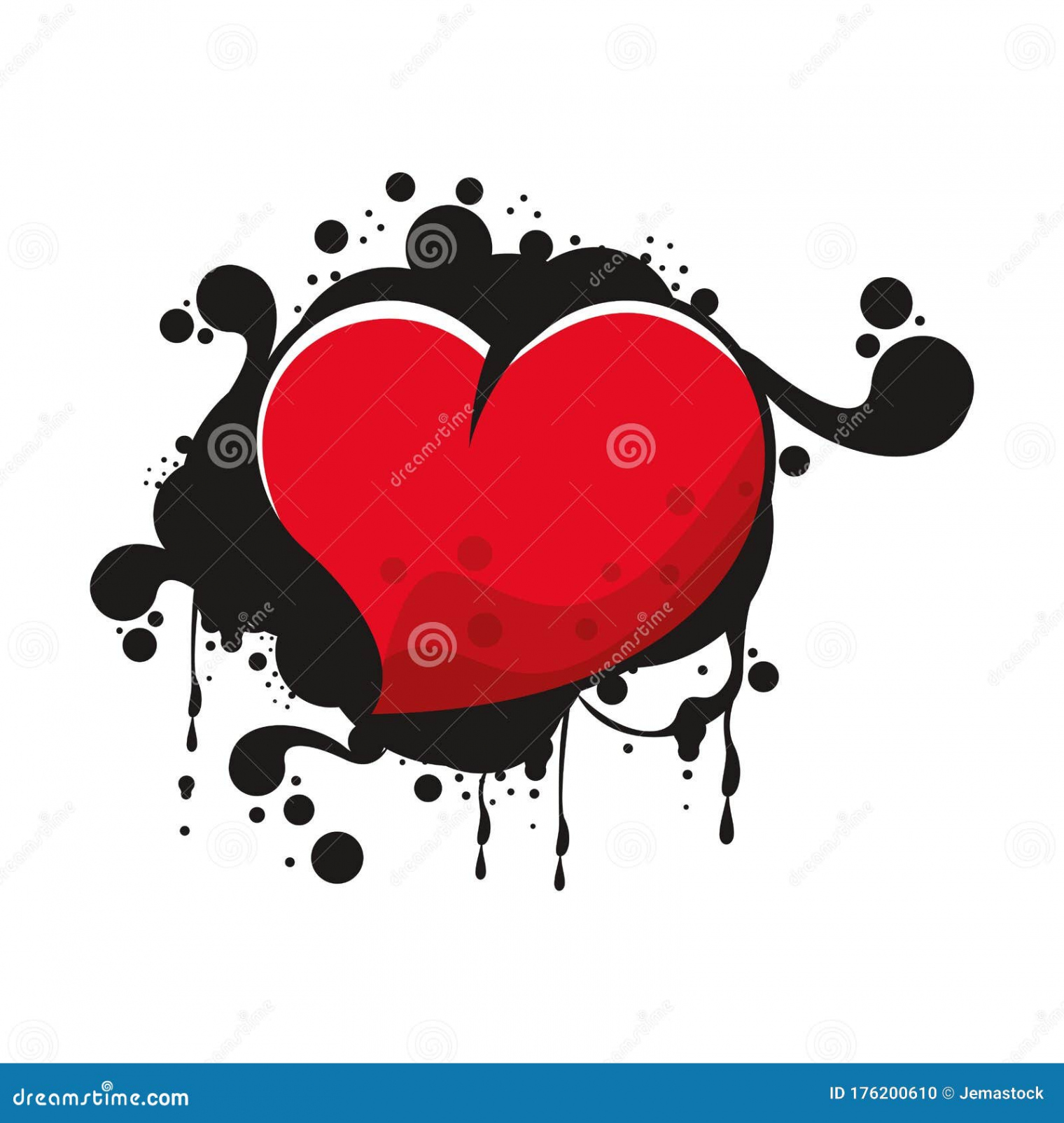 Heart Love Graffiti with Paint Splash Stock Vector - Illustration