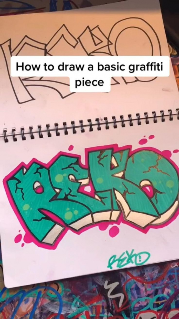 How to draw a basic graffiti piece TikTok @smooth