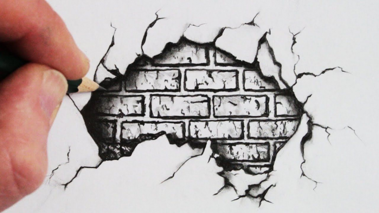 How to Draw a Cracked Brick Wall by Circle Line Art School