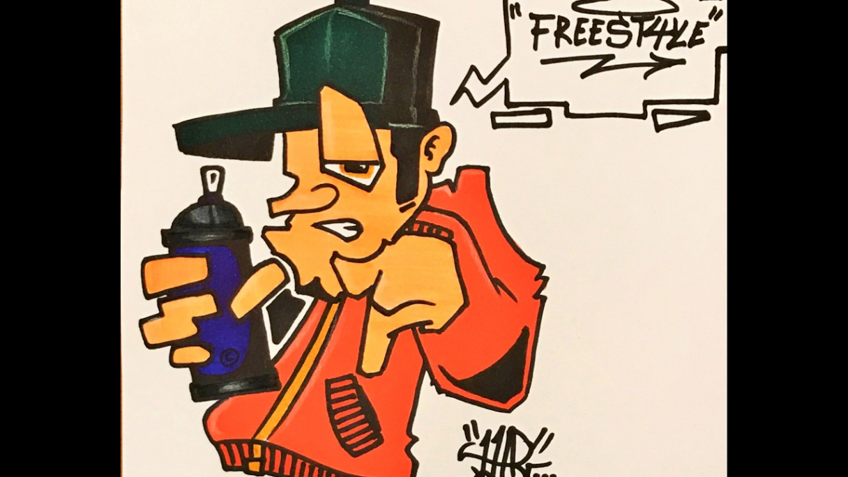 How to draw an old-school graffiti character (part )