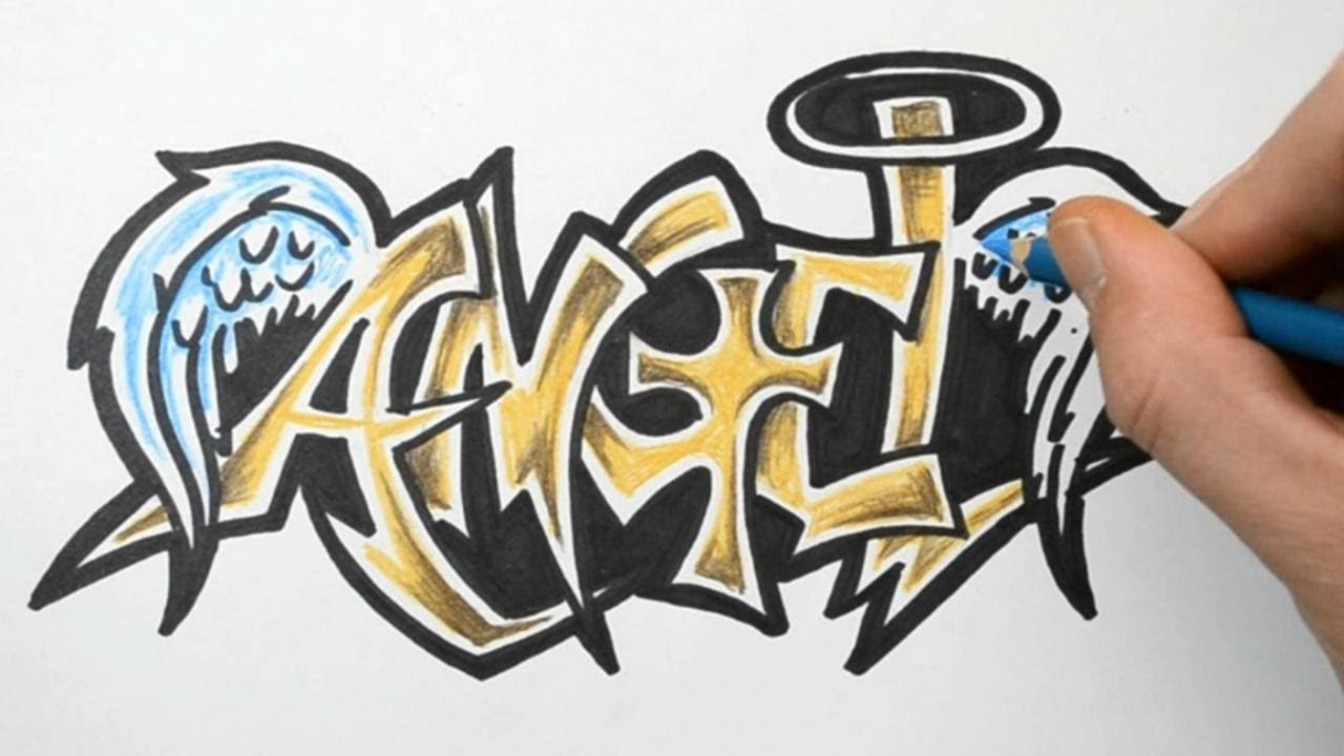 How to Draw ANGEL in Graffiti Writing - Rough Sketch Demonstration