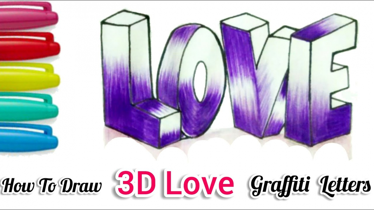 How To Draw D LOVE in Graffiti Letters / Love Calligraphy  Cartooning  cute drawings