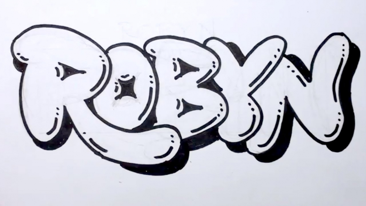 How to Draw Graffiti Letters - Write Robyn in Bubble Letters  MAT