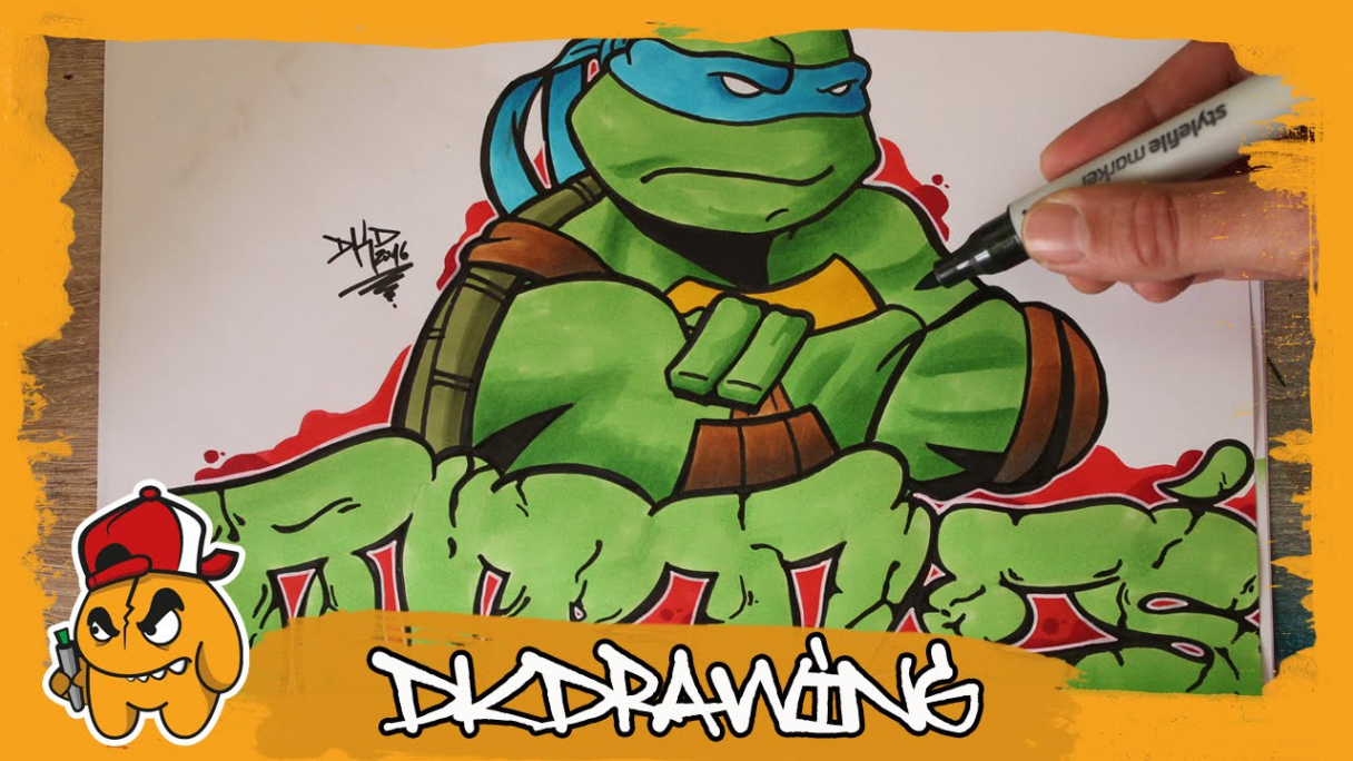 How to draw Leonardo from Ninja Turtles & Graffiti Letters Turtles